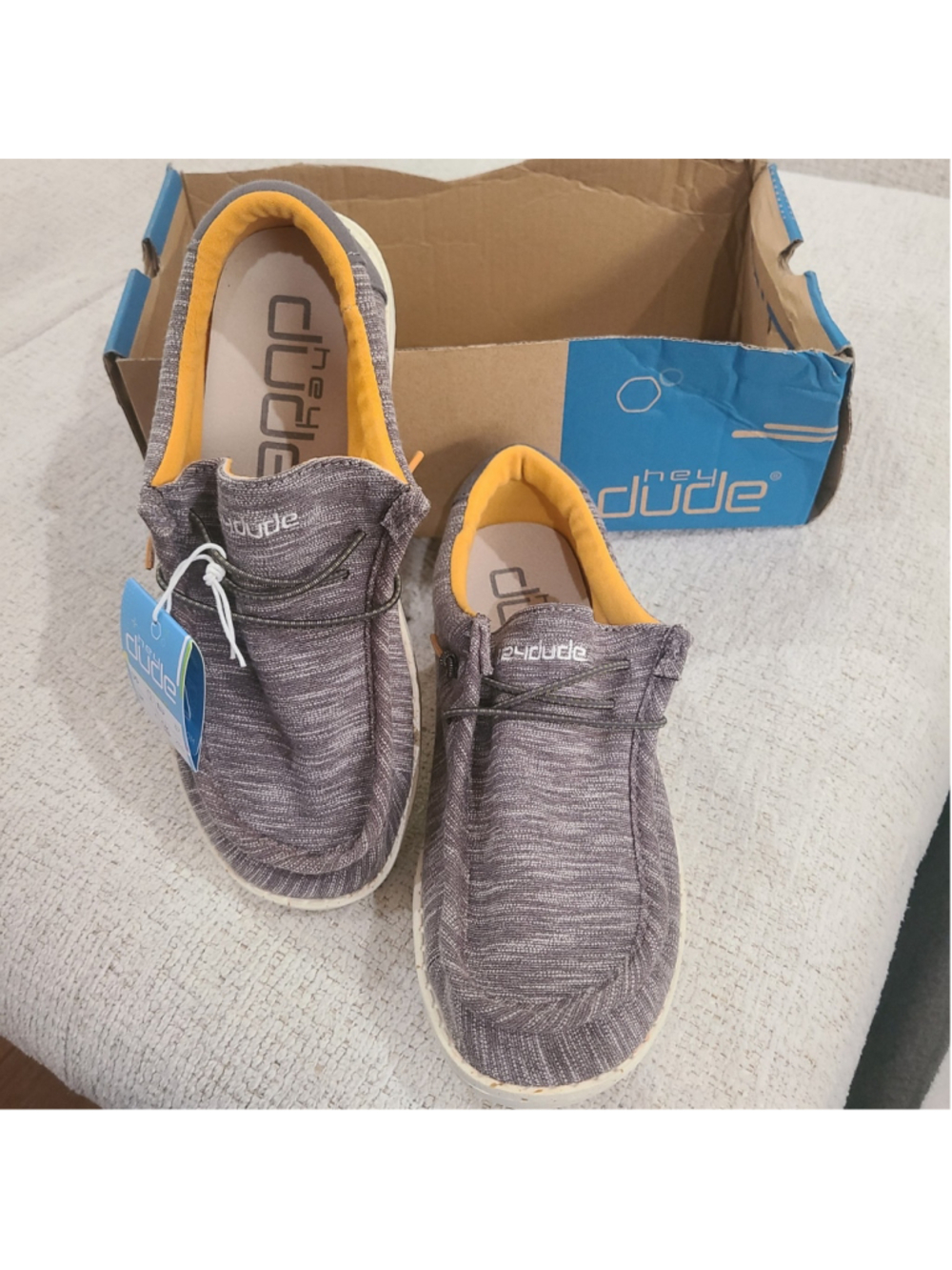 NEW Hey Dude Wally Stretch Taupe Gray Slip On Boat Shoes Youth 5 Ladies 6